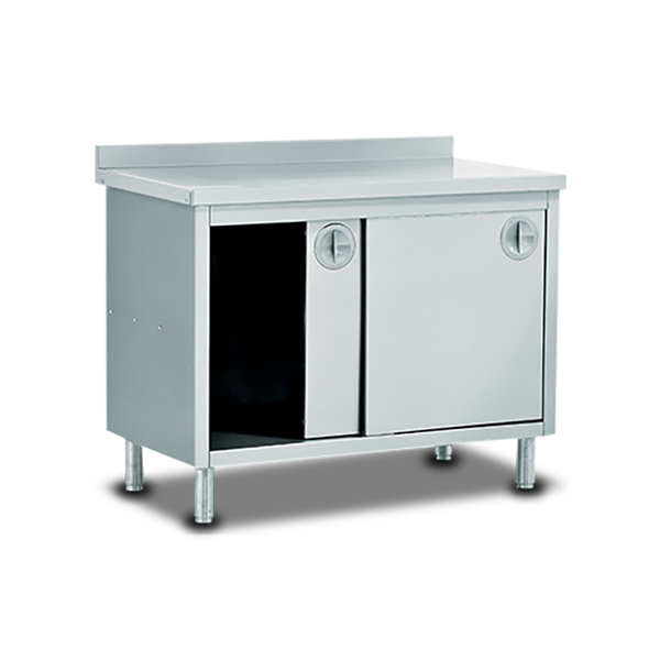 Working Table With Sliding Doors, Bottom Shelf