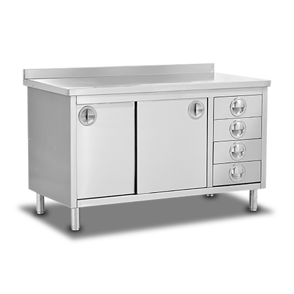 Working Table With Sliding Doors, Block Drawers