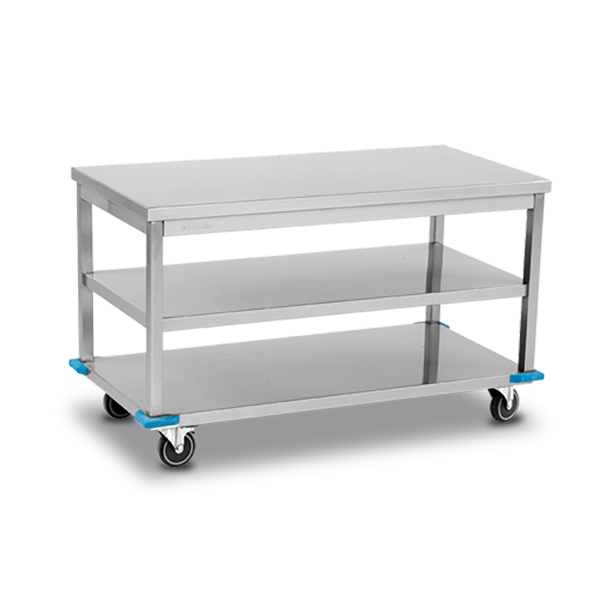 Mobile Working Table With Intermediate & Bottom Shelf